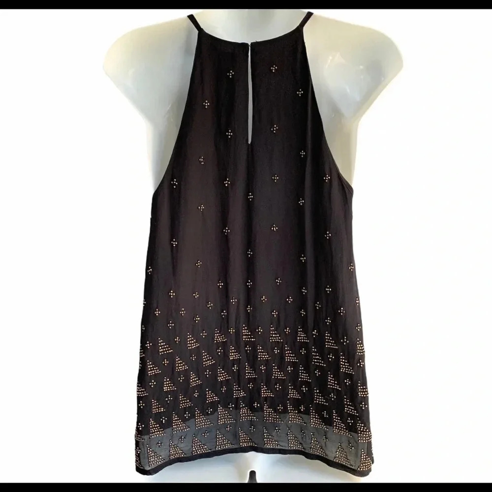 Joie 100% Silk Beaded High Neck Caviar Top NWT Size XS - Picture 2 of 12